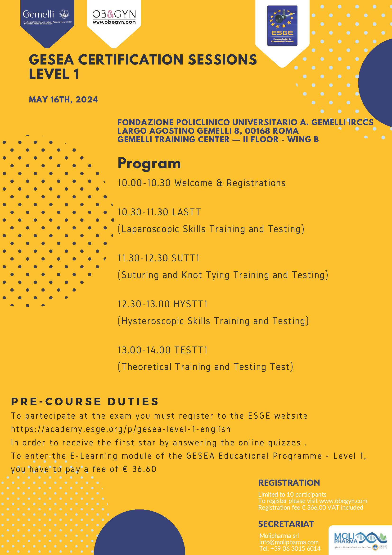 Programma GESEA CERTIFICATION SESSION — LEVEL 1 - MAY 16TH, 2024